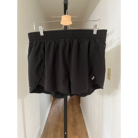 EUC Asics Black Running Shorts With Elastic Waist & Inner Liner - Picture 1 of 4